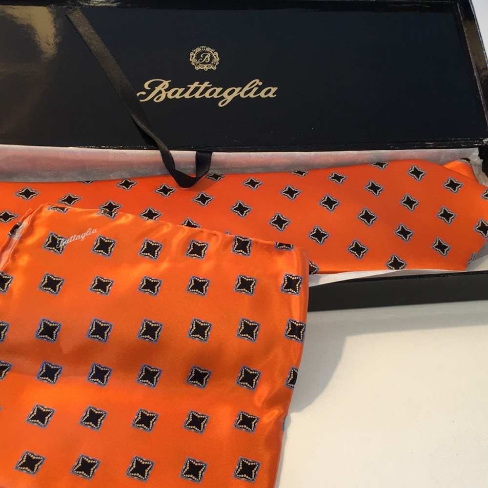 Italo Ferretti Battaglia silk tie & pocket square